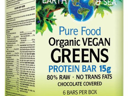 WHOLE EARTH & SEA Organic Vegan Greens Protein Bar (Chocolate - 6 Bars) Hot on Sale