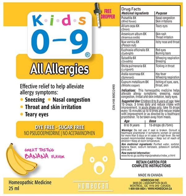 HOMEOCAN Kids 0-9 Allergy (25 ml) Supply