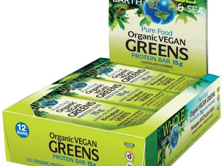 WHOLE EARTH & SEA Organic Vegan Greens Protein Bar Chocolate Box (12) Sale