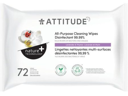 ATTITUDE All-Purpose Disinfectant Wipes 99.9(72 ct) Online Sale