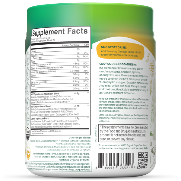 KOS Organic Superfood Greens - Mango Flavor Discount