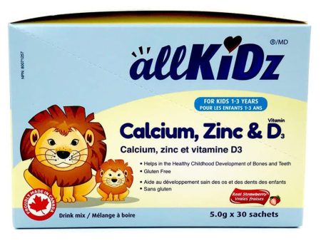 ALLKIDZ NATURALS Calcium, Zinc & Vit. D3 Drink Mix (30 Count) For Sale